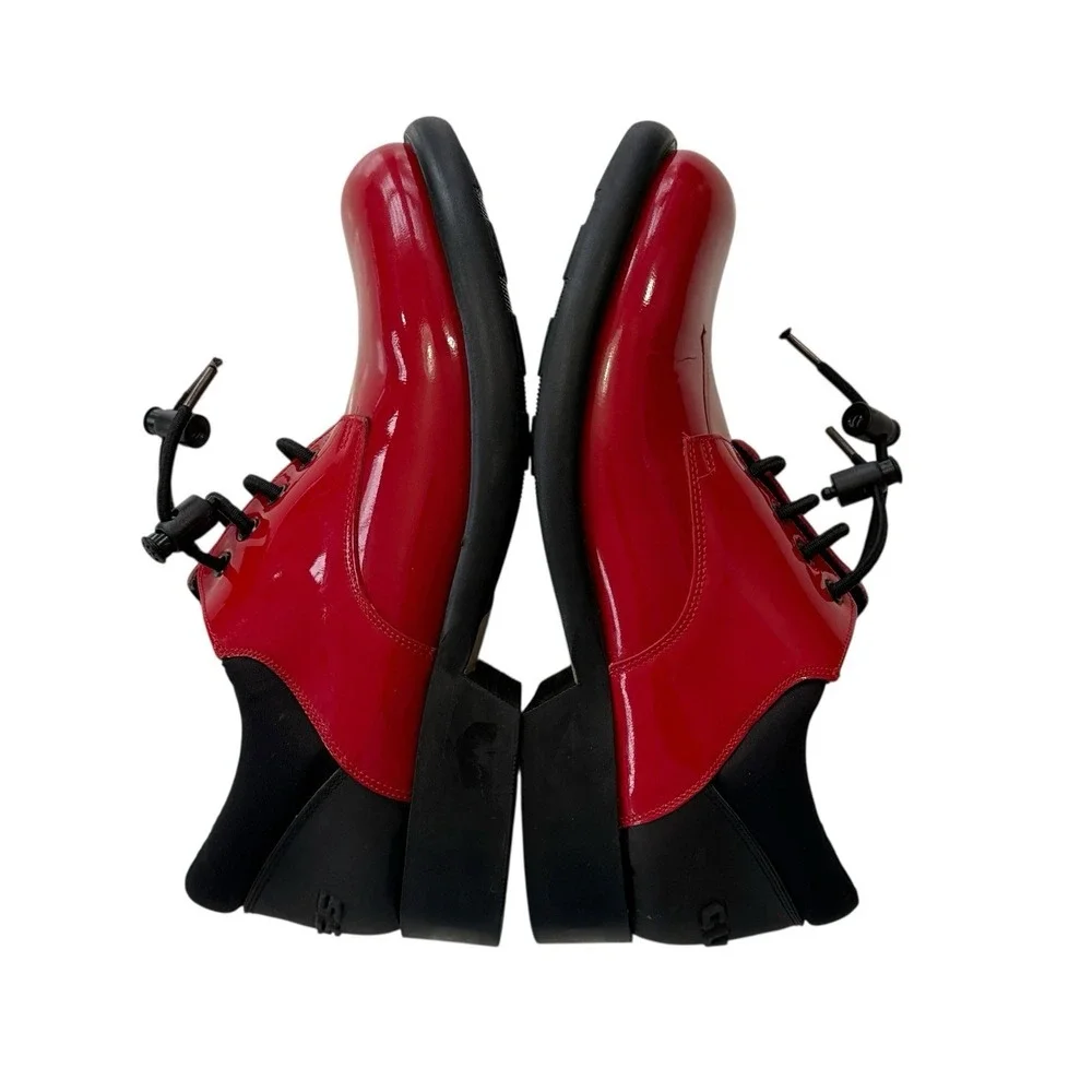 Guess Red Patent Leather Chunky‎ Lug Sole Lace-Up Shoes Club Kid Y2K Women's 8